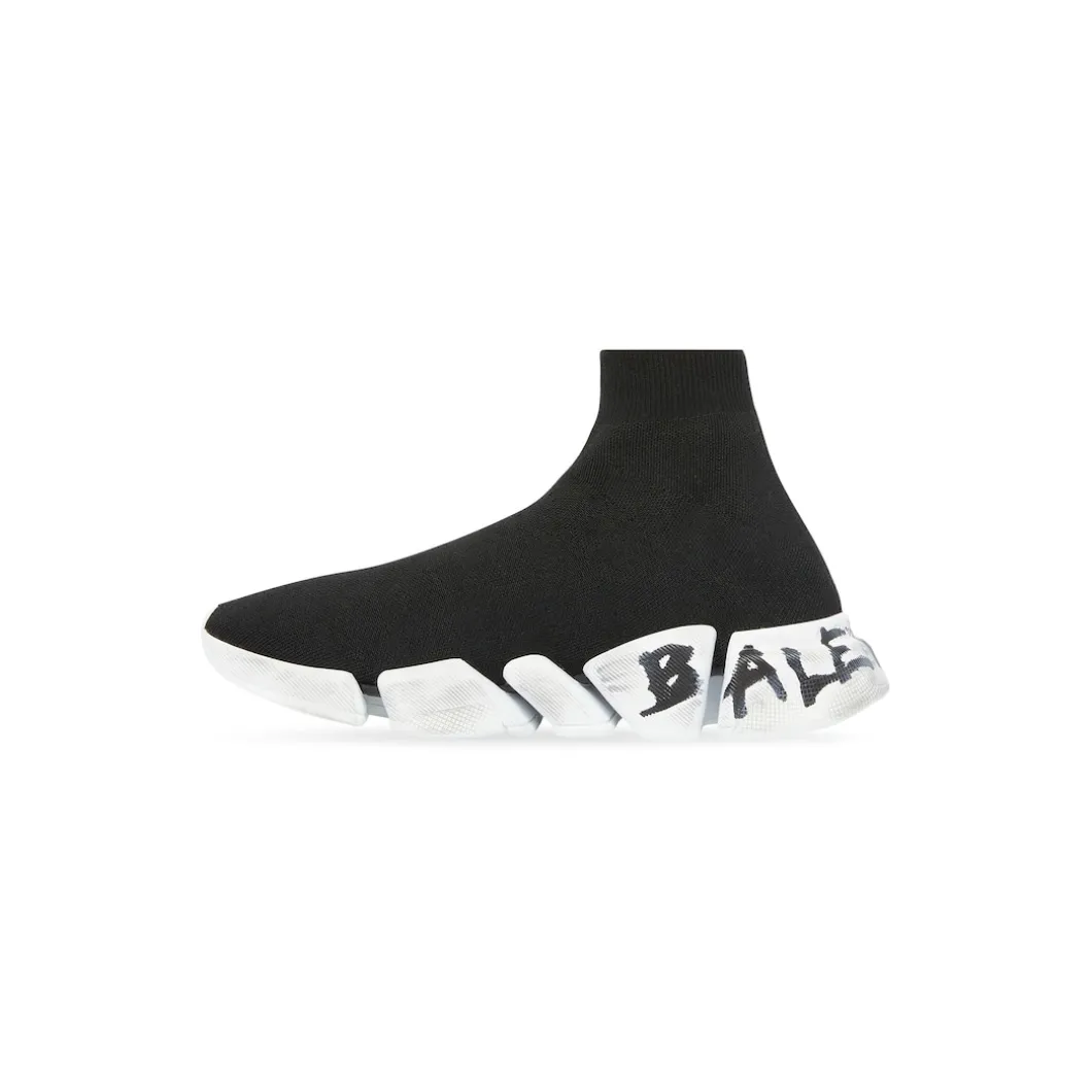 Sneakers Speed 2.0 Graffiti In Maglia Riciclata da Donna in Nero