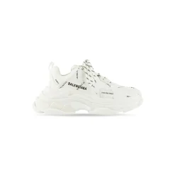 Sneakers Triple S Allover Logo da Donna in Bianco