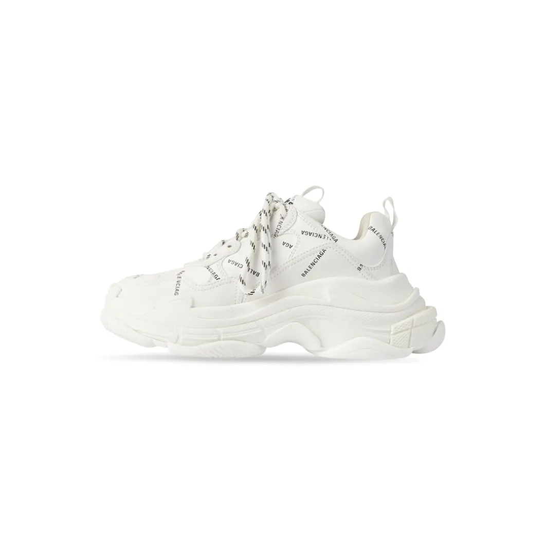 Sneakers Triple S Allover Logo da Donna in Bianco