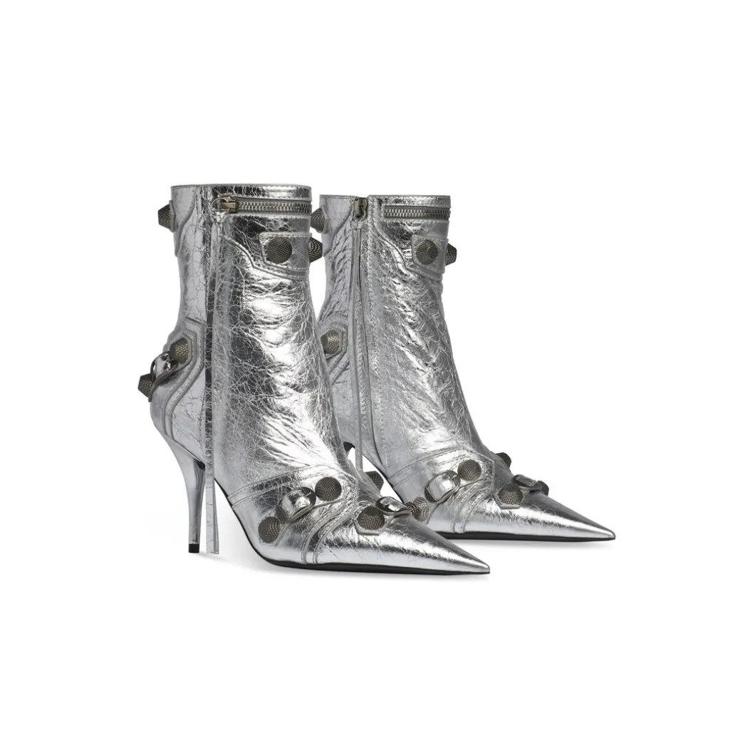 Stivaletti Cagole 90 Mm Metallizzati da Donna in Argento