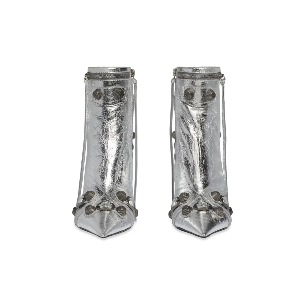 Stivaletti Cagole 90 Mm Metallizzati da Donna in Argento