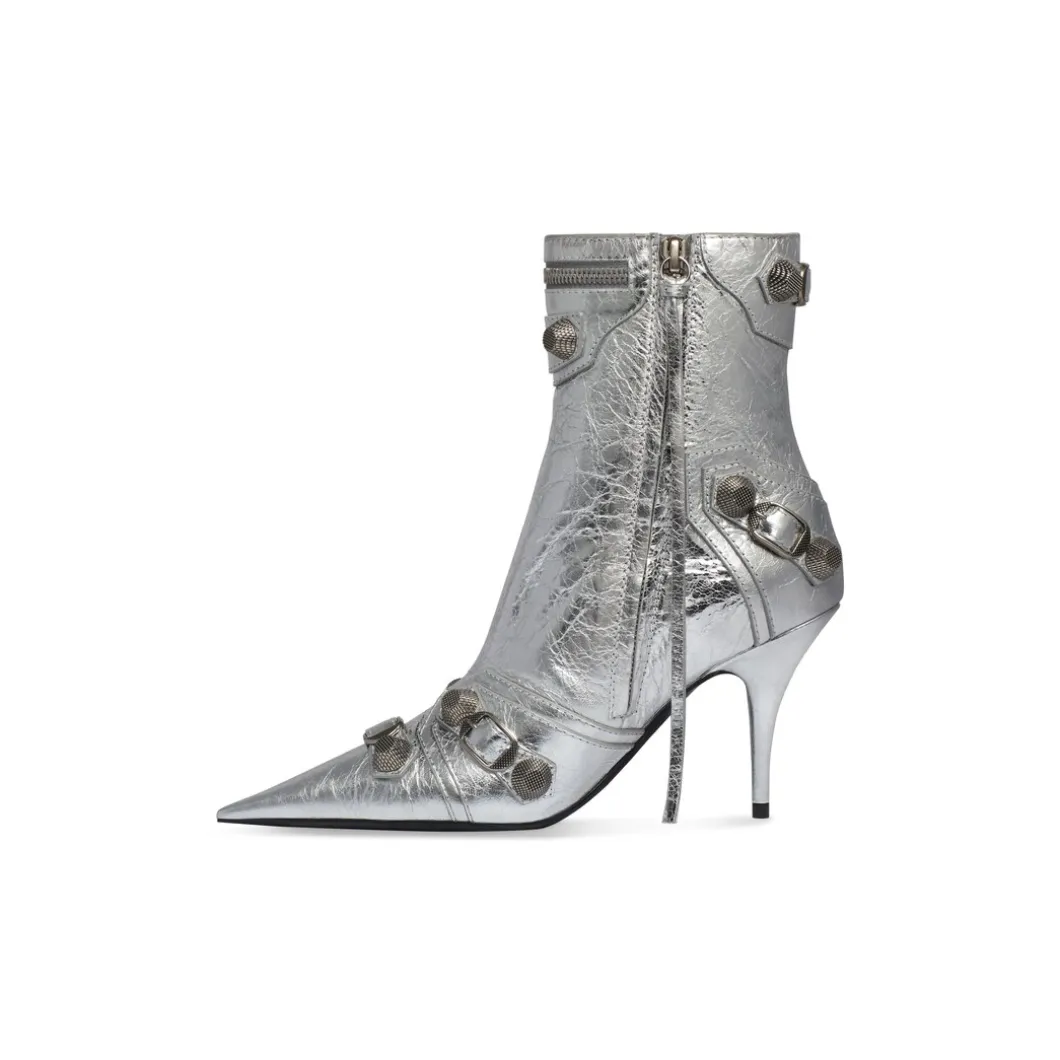 Stivaletti Cagole 90 Mm Metallizzati da Donna in Argento