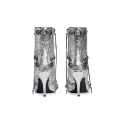 Stivaletti Cagole 90 Mm Metallizzati da Donna in Argento