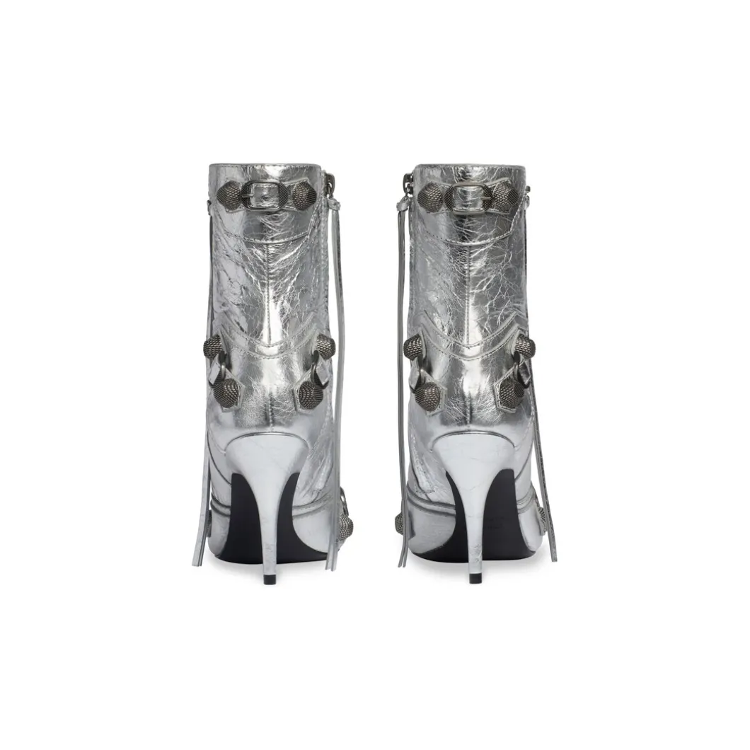 Stivaletti Cagole 90 Mm Metallizzati da Donna in Argento