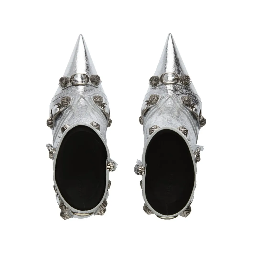 Stivaletti Cagole 90 Mm Metallizzati da Donna in Argento