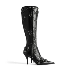 Stivali Cagole 90 Mm Con Piercing da Donna in Nero