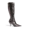 Stivali Cagole 90 Mm Metallizzati  da Donna in Grigio
