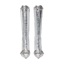 Stivali Cagole 90 Mm Metallizzati da Donna in Argento