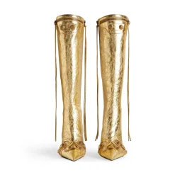 Stivali Cagole 90 Mm Metallizzati da Donna in Oro