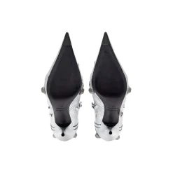 Stivali Cagole 90 Mm Metallizzati da Donna in Argento
