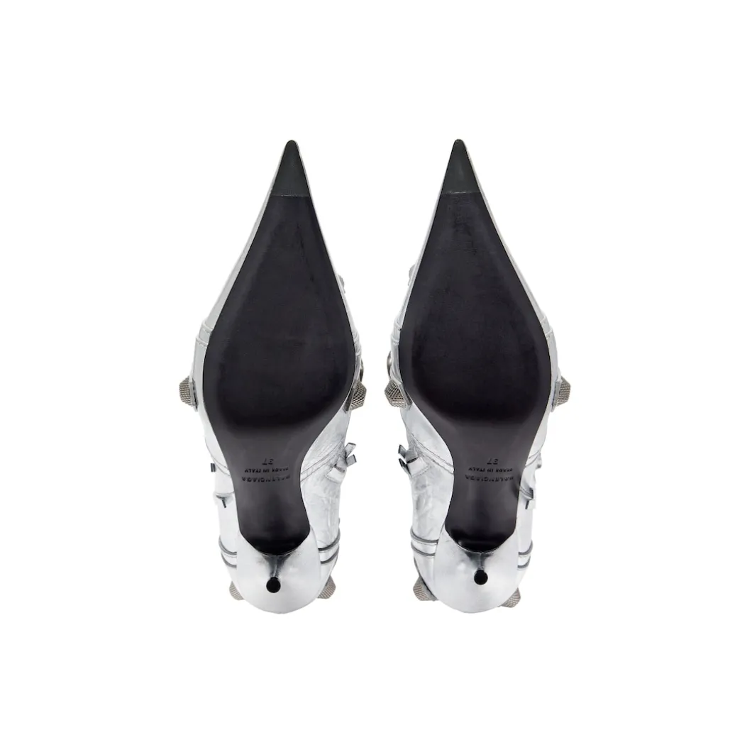 Stivali Cagole 90 Mm Metallizzati da Donna in Argento