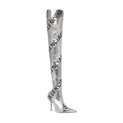Stivali Over-the-knee Knife 110 Mm Allover Logo da Donna in Argento