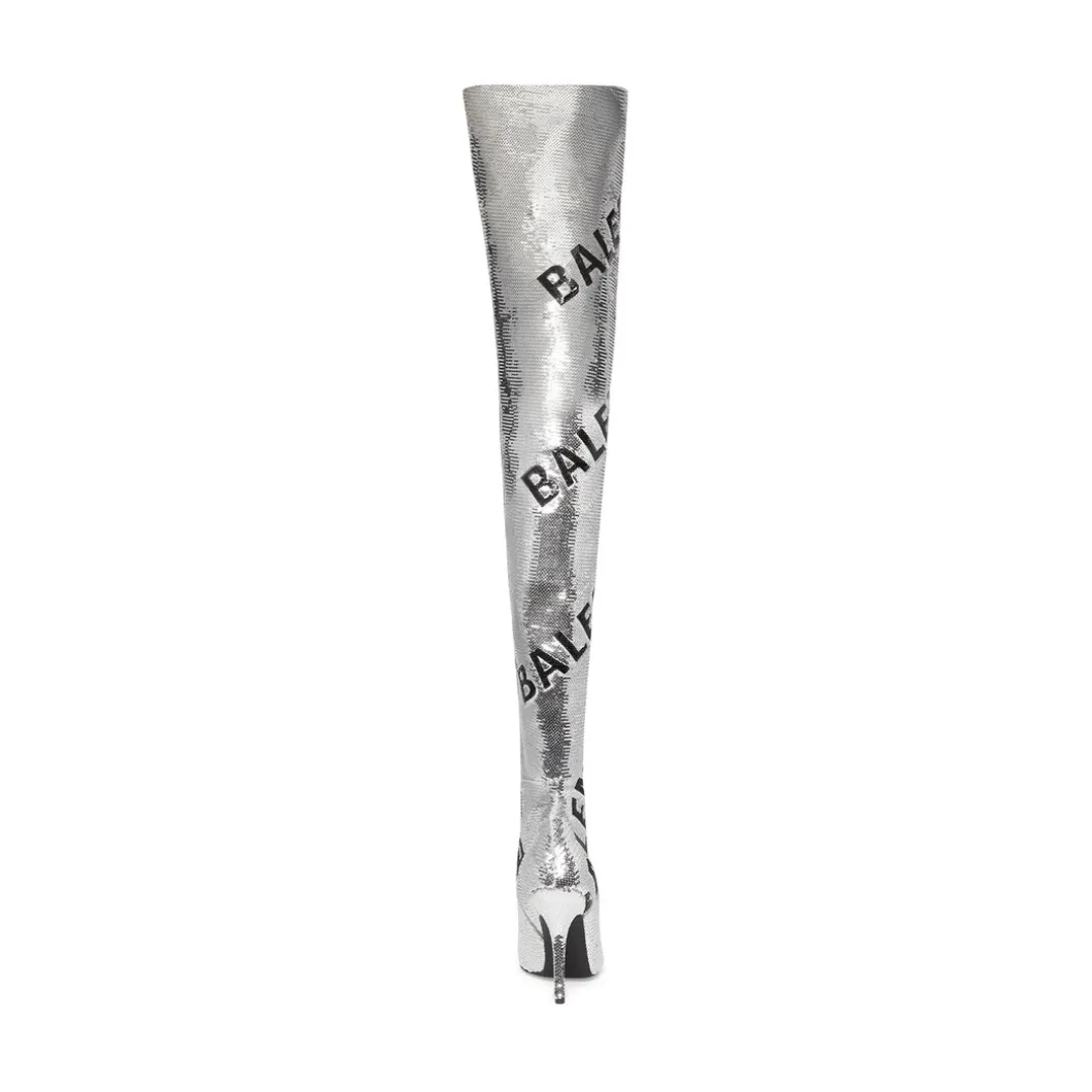 Stivali Over-the-knee Knife 110 Mm Allover Logo da Donna in Argento