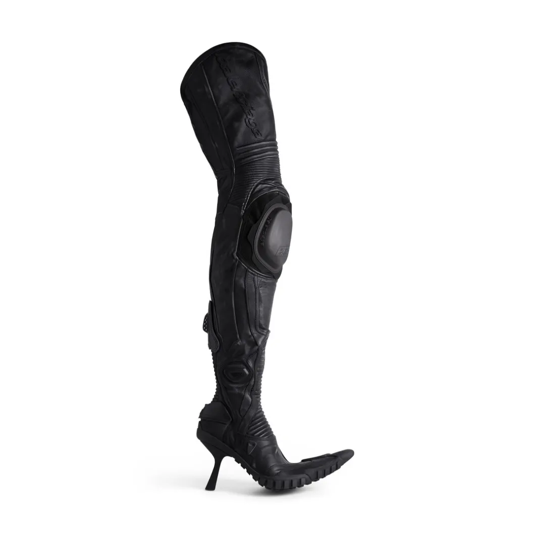 Stivali Sopra Il Ginocchio Biker 90 Mm da Donna in Nero