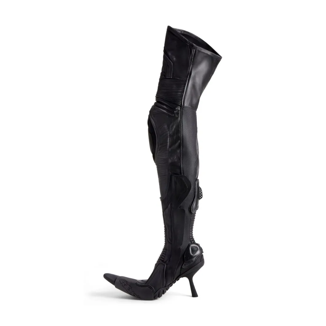 Stivali Sopra Il Ginocchio Biker 90 Mm da Donna in Nero