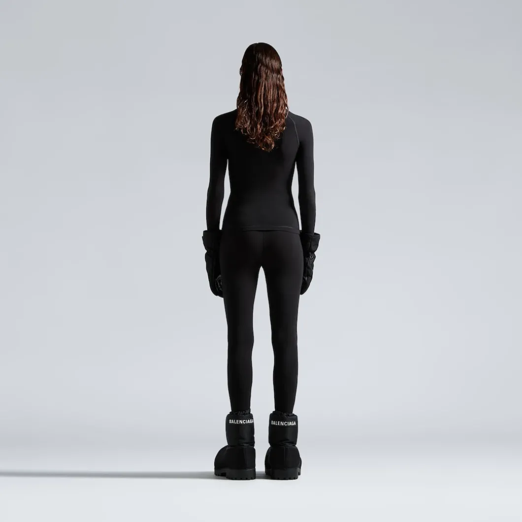 Top Con Mezza Zip 3b Sports Icon Aderente da Donna in Nero