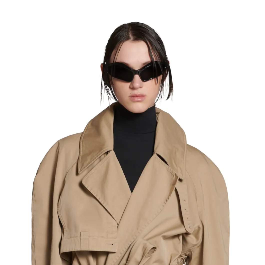 Trench Maxi Deconstructed da Donna in Beige Scuro