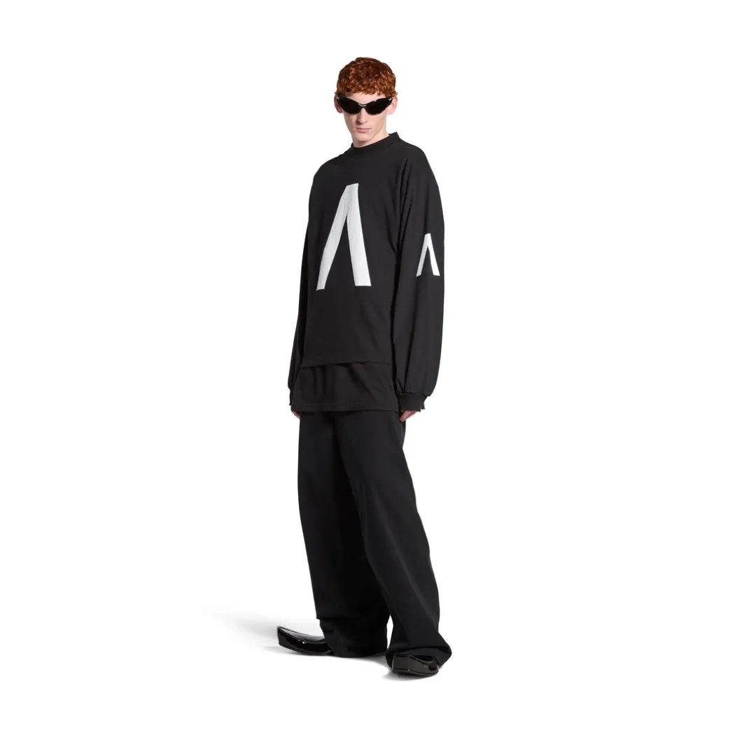 T-shirt A Maniche Lunghe Balenciaga Music | Archive Series Connected Medium Fit in Nero/bianco