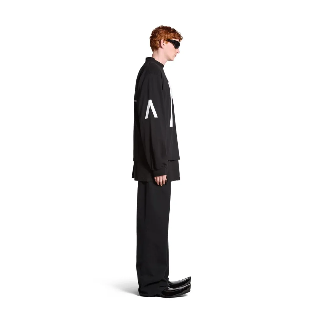 T-shirt A Maniche Lunghe Balenciaga Music | Archive Series Connected Medium Fit in Nero/bianco