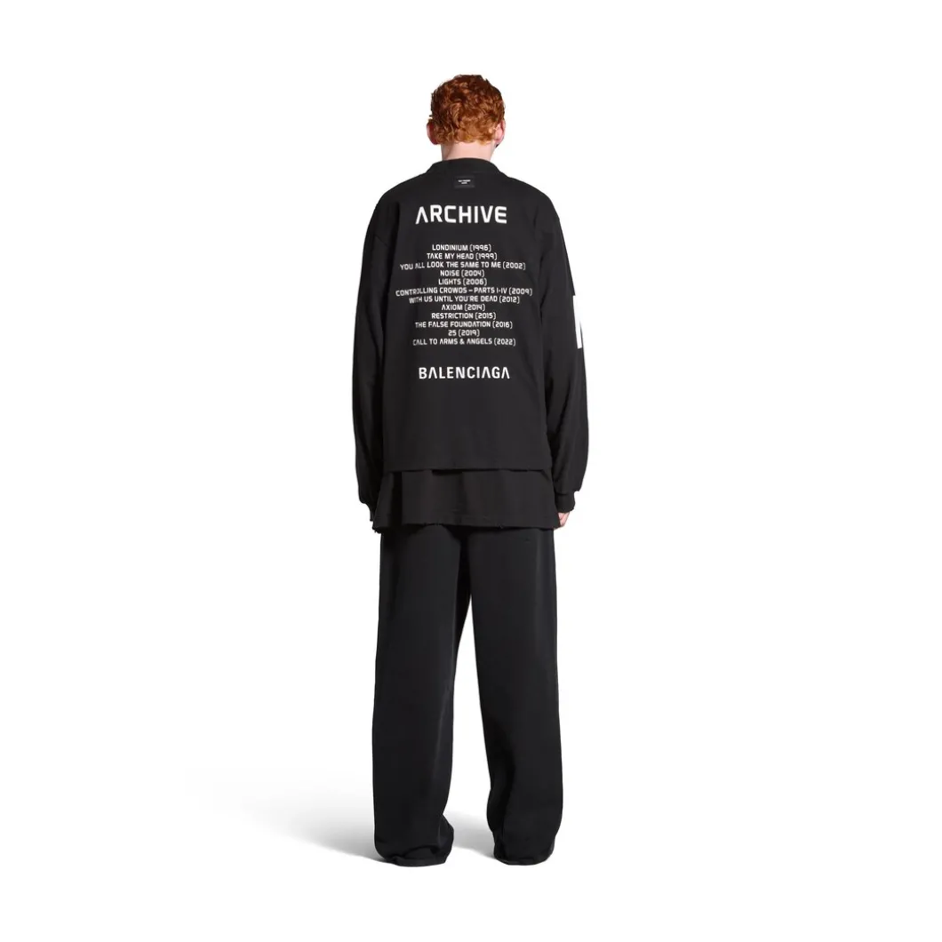T-shirt A Maniche Lunghe Balenciaga Music | Archive Series Connected Medium Fit in Nero/bianco