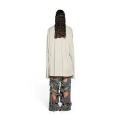 T-shirt A Maniche Lunghe Balenciaga Oversize in Crema