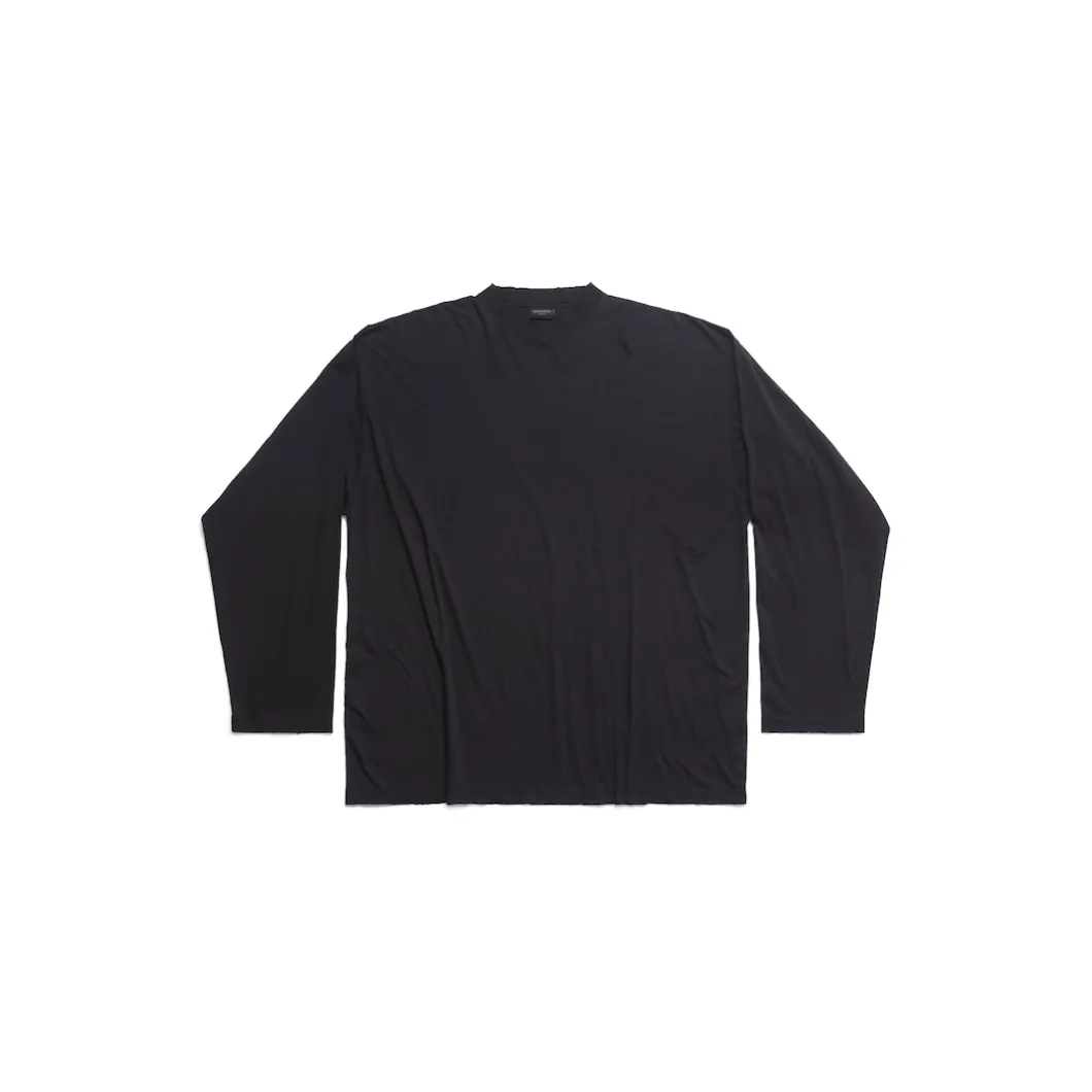 T-shirt A Maniche Lunghe Balenciaga Oversize in Nero Délavé