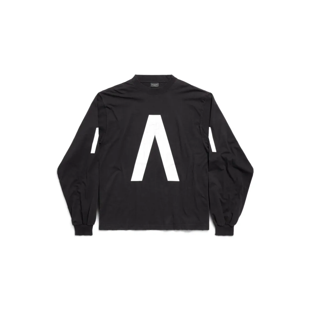 T-shirt A Maniche Lunghe Balenciaga Music | Archive Series Connected Medium Fit in Nero/bianco