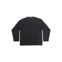 T-shirt A Maniche Lunghe Balenciaga Oversize in Nero Délavé