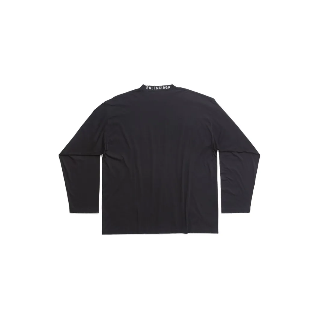 T-shirt A Maniche Lunghe Balenciaga Oversize in Nero Délavé
