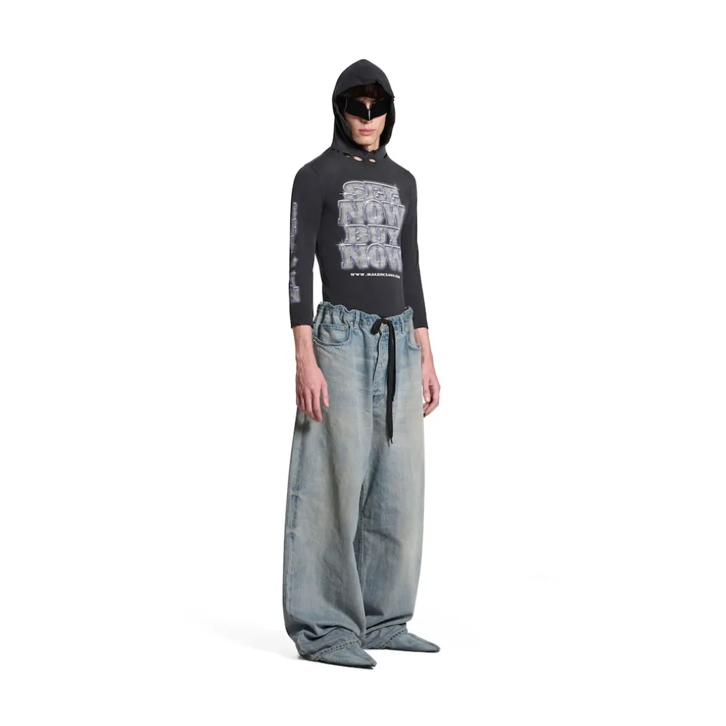 T-shirt A Maniche Lunghe Con Cappuccio Snbn Aderente da Donna in Nero