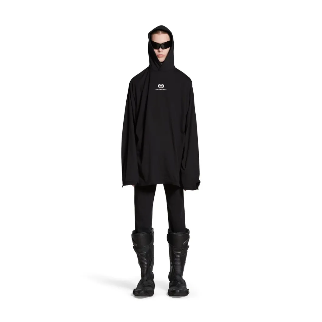 T-shirt A Maniche Lunghe Deconstructed Unity Sports Icon Oversize in Nero/bianco