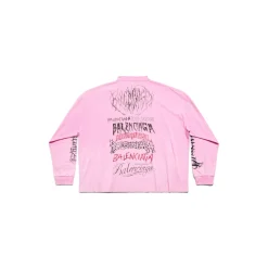 T-shirt A Maniche Lunghe Diy Metal Medium Fit da Donna in Rosa/bianco/rosso