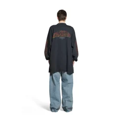 T-shirt A Maniche Lunghe Offshore Oversize in Nero Délavé