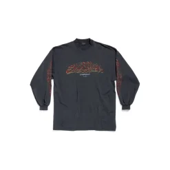 T-shirt A Maniche Lunghe Offshore Oversize in Nero Délavé