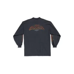 T-shirt A Maniche Lunghe Offshore Oversize in Nero Délavé
