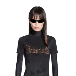 T-shirt Aderente Heavy Metal Small Fit da Donna in Nero Délavé