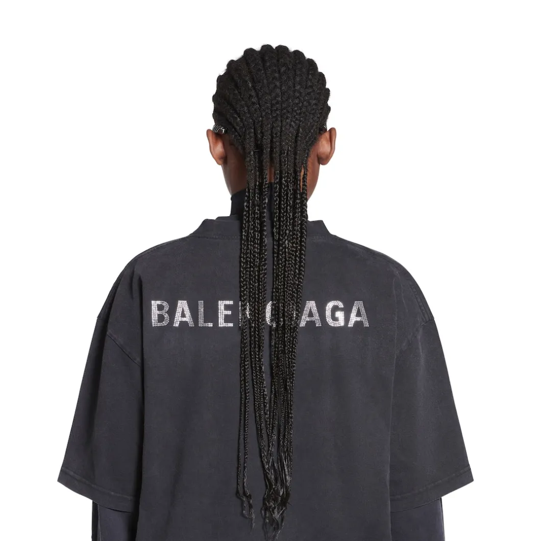 T-shirt Balenciaga Back Large Fit da Donna in Nero