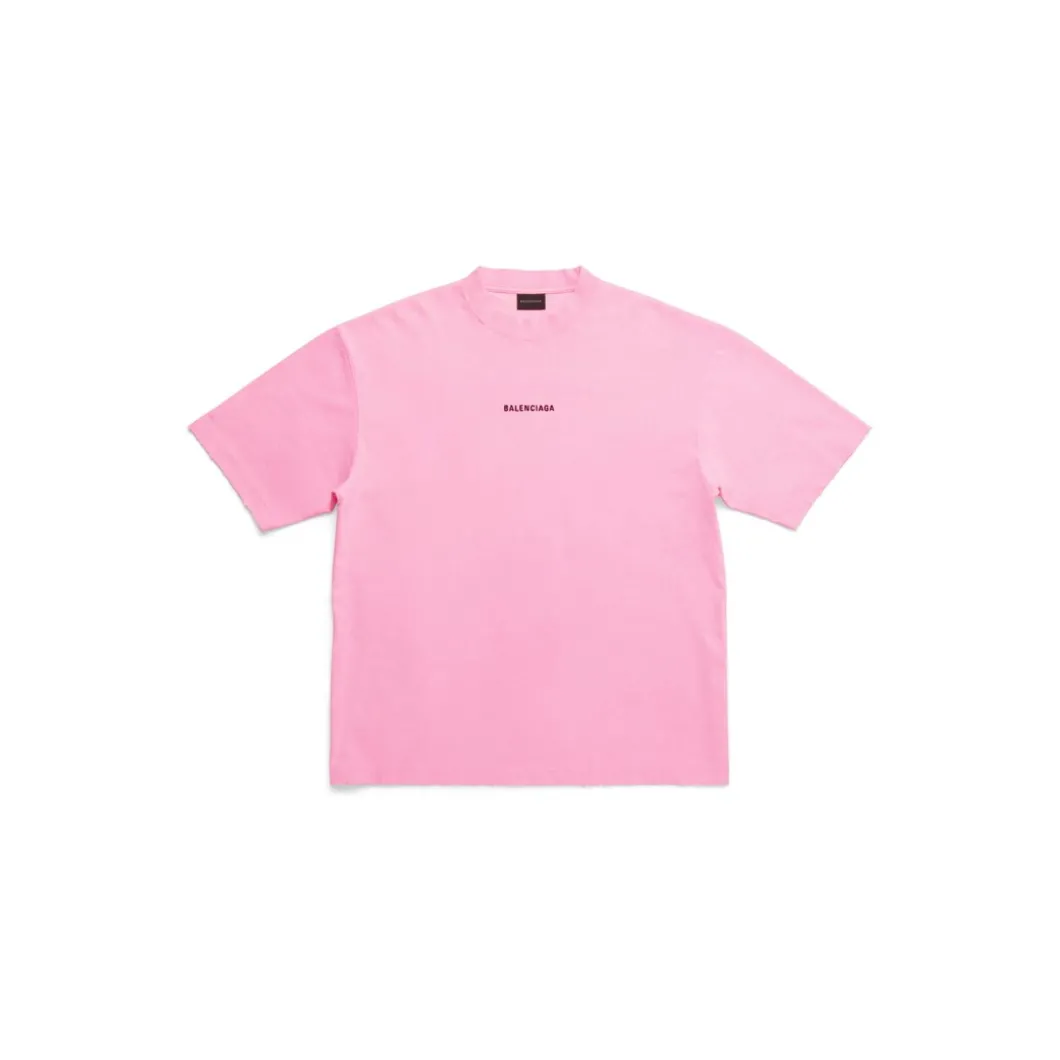 T-shirt Balenciaga Back Medium Fit da Donna in Rosa Fluo