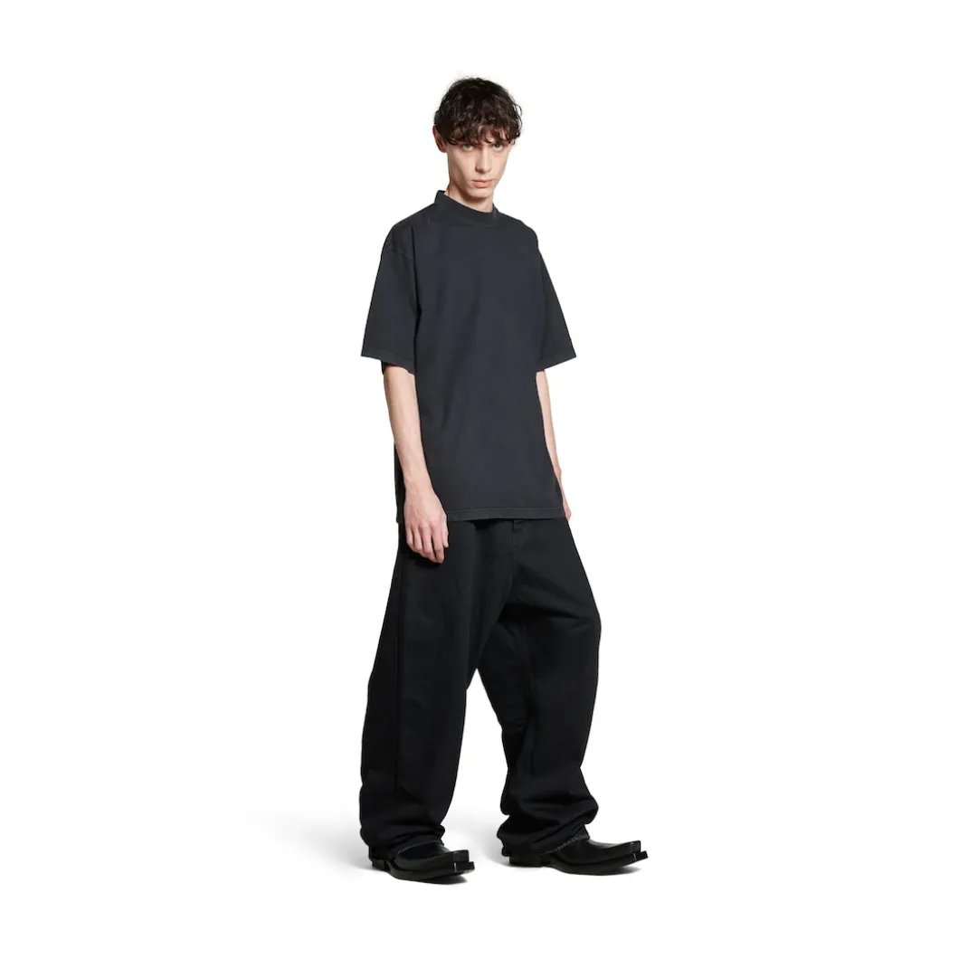 T-shirt Balenciaga Hand-drawn Medium Fit in Nero Délavé