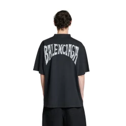 T-shirt Balenciaga Hand-drawn Medium Fit in Nero Délavé