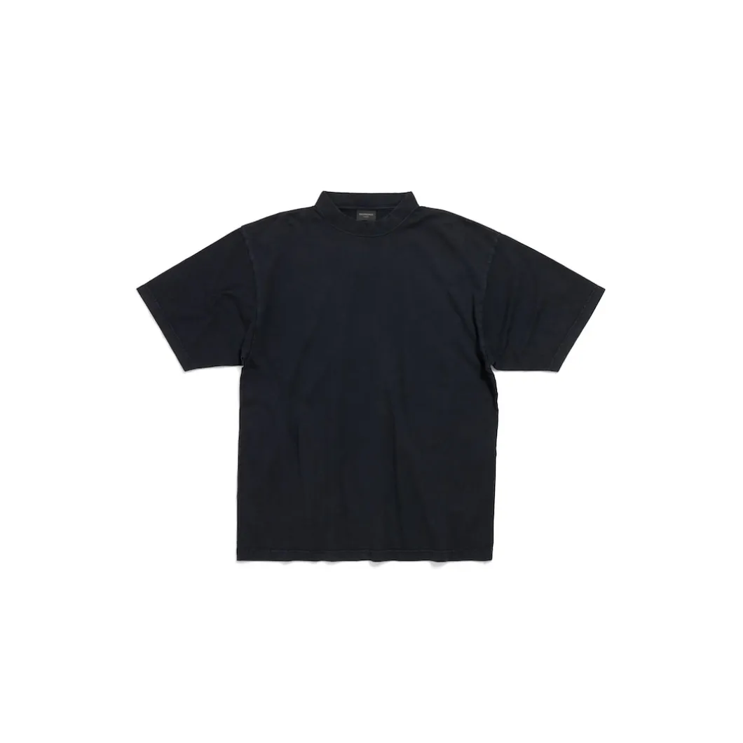 T-shirt Balenciaga Hand-drawn Medium Fit in Nero Délavé