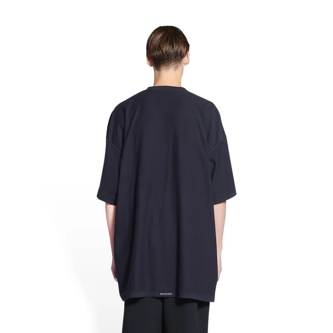 T-shirt Balenciaga Tab Oversized da Donna in Nero