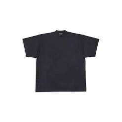 T-shirt Balenciaga Tab Oversized da Donna in Nero