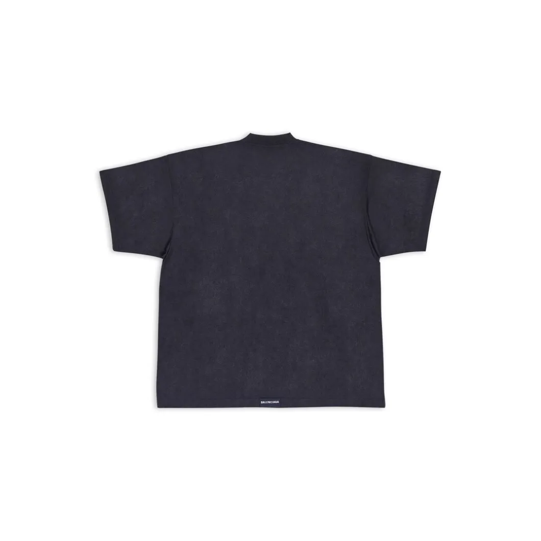 T-shirt Balenciaga Tab Oversized da Donna in Nero