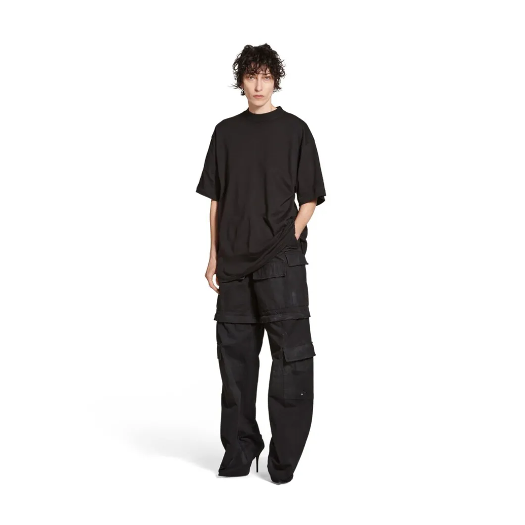 T-shirt Bb Paris Strass Medium Fit in Nero Délavé