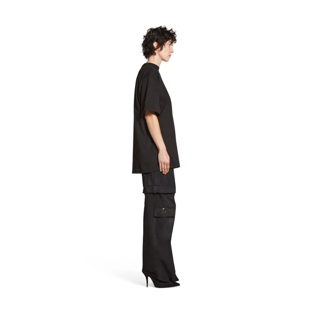 T-shirt Bb Paris Strass Medium Fit in Nero Délavé