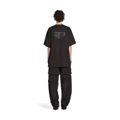 T-shirt Bb Paris Strass Medium Fit in Nero Délavé