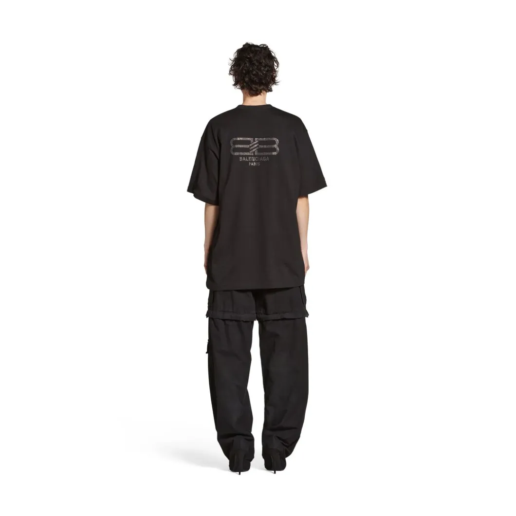 T-shirt Bb Paris Strass Medium Fit in Nero Délavé