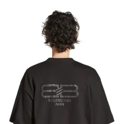T-shirt Bb Paris Strass Medium Fit in Nero Délavé