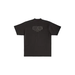 T-shirt Bb Paris Strass Medium Fit in Nero Délavé